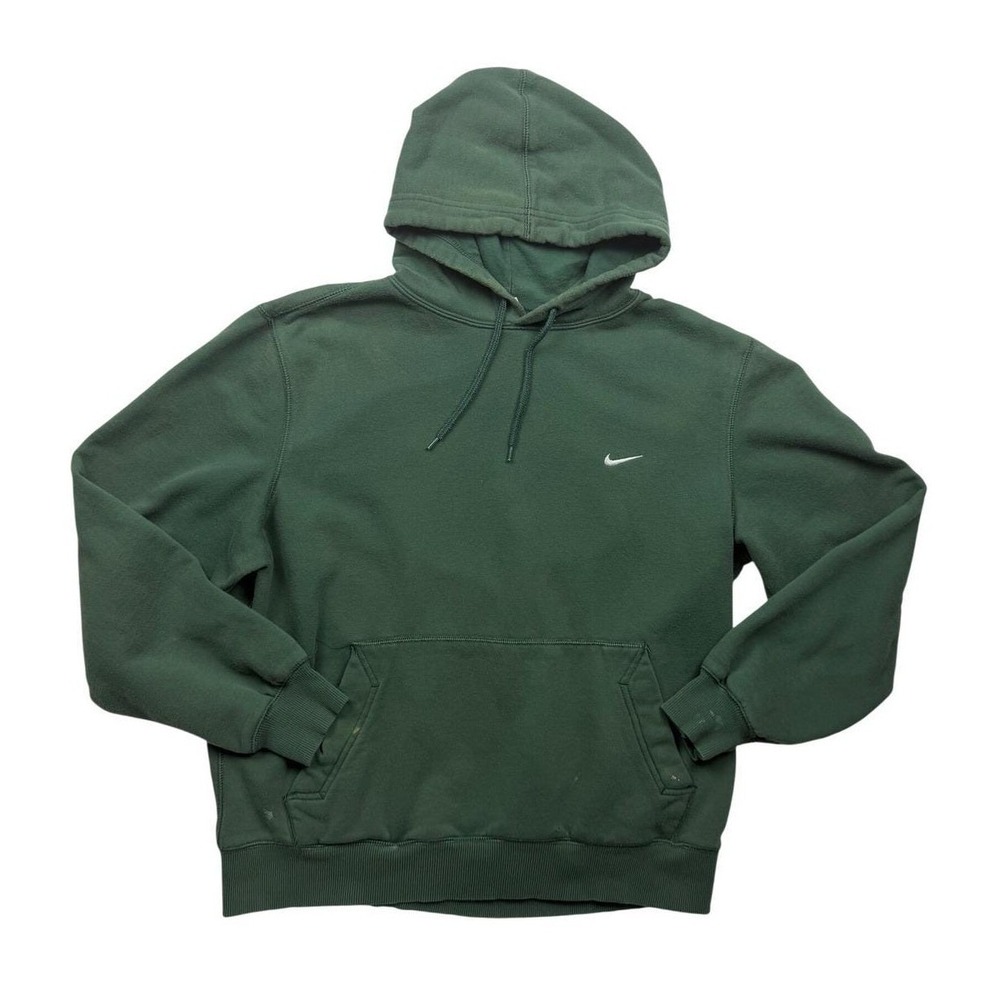 Vintage Y2K Nike Athletic Dept Green Solo Swoosh Pullover Hoodie L Distressed